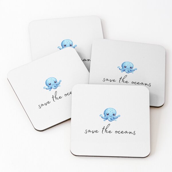 Item preview, Octopus motif with black "save the oceans" lettering designed and sold by Wild-Spring.
