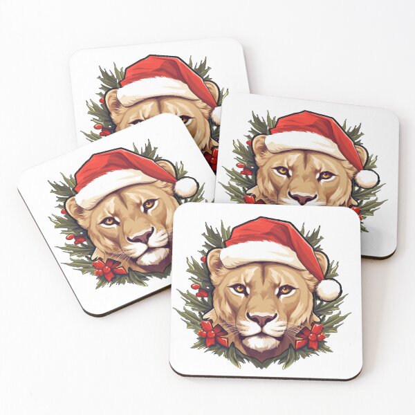 Item preview, Adorable Christmas lioness donning a Santa Claus hat designed and sold by MOA-trends.