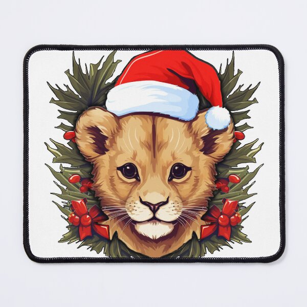 Item preview, Adorable Christmas Lion cub donning a Santa Claus hat designed and sold by MOA-trends.