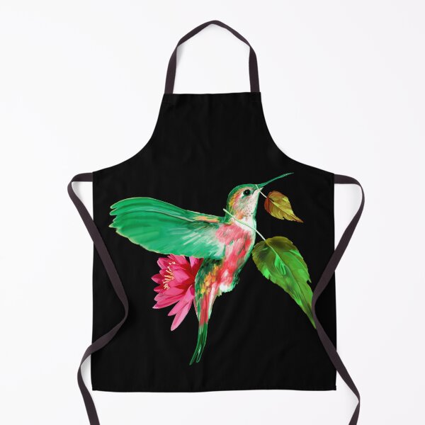 Item preview, Hummingbird with leaves and lotus flower - Black version designed and sold by ESAR-planet.