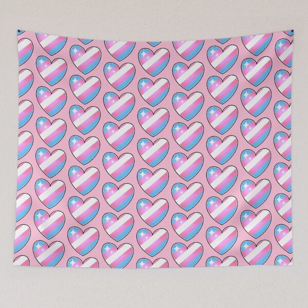 Item preview, Transgender Flag Heart - Pink Background designed and sold by lulubeeart.