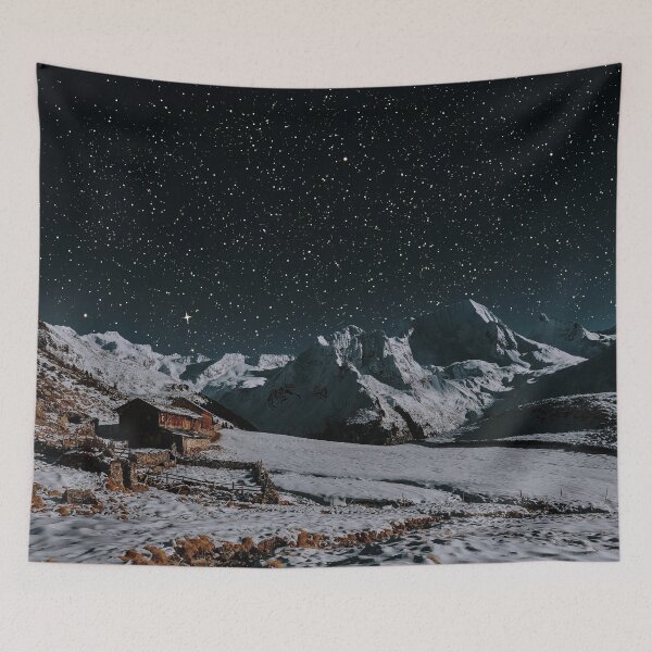 Item preview, Starry Skies Over Snowy Zillertal Alps and Cabin designed and sold by DEL-Productions.