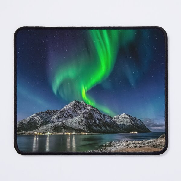 Item preview, Green Aurora Borealis Waving Over Mt. Stornappstinden in Nordland Norway designed and sold by DEL-Productions.