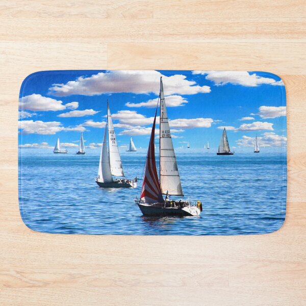 Item preview, MARITIME #41 - White Sails Framed by Beautiful Azure Sea and Sky designed and sold by DEL-Productions.