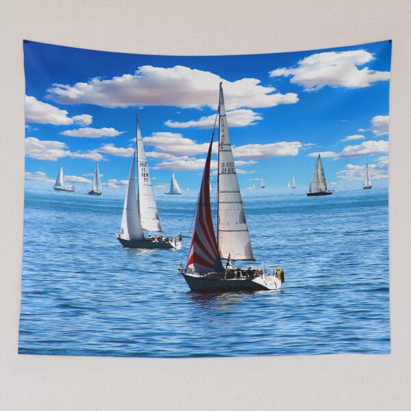 Item preview, MARITIME #41 - White Sails Framed by Beautiful Azure Sea and Sky designed and sold by DEL-Productions.
