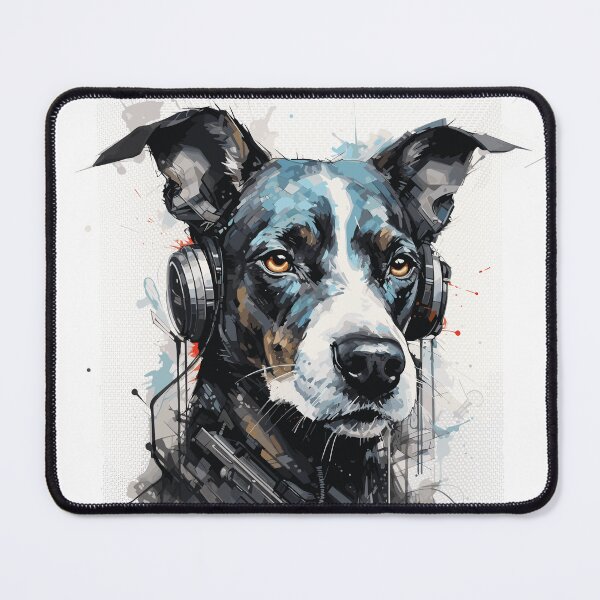 Item preview, Futuristic dog head with headphones designed and sold by atzek.