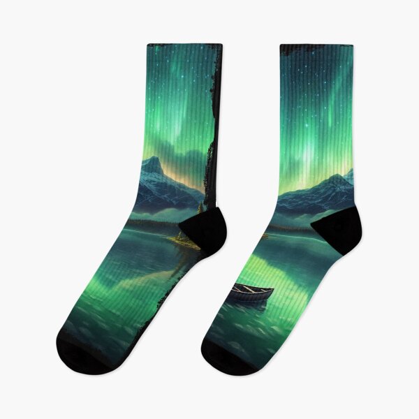 Item preview, Northern Light Aurora Borealis Scenery Mountains Rivers Trees designed and sold by NLTees.