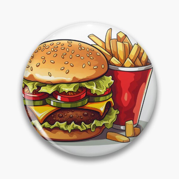 Item preview, Burger and fries with lettuce, cheese and tomatoes and a burger patty designed and sold by bbudde.