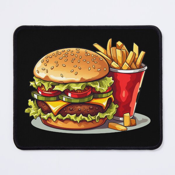 Item preview, Burger and fries with lettuce, cheese and tomatoes and a burger patty designed and sold by bbudde.