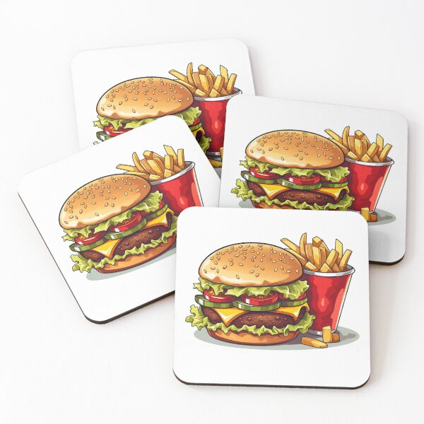 Item preview, Burger and fries with lettuce, cheese and tomatoes and a burger patty designed and sold by bbudde.