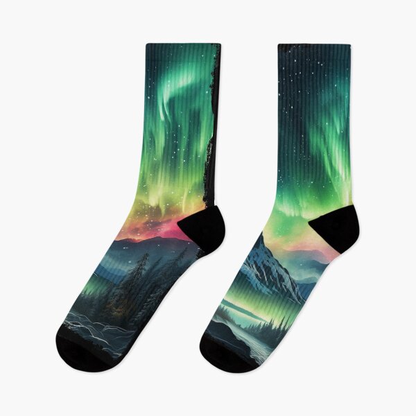 Item preview, Northern Light Aurora Borealis Scenery Mountains Rivers Trees designed and sold by NLTees.