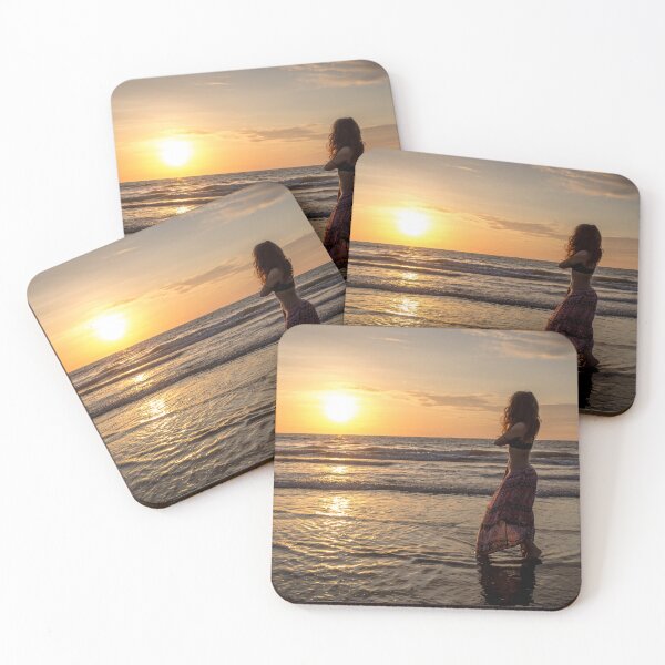 Item preview, Lady looking at the sunset on a beach in Ecuador  designed and sold by grsphotography.