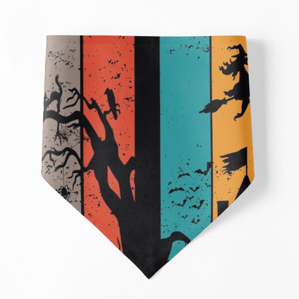 Happy Halloween Time Retro Witch House Ghost Grave, RBSSG Pet Bandana