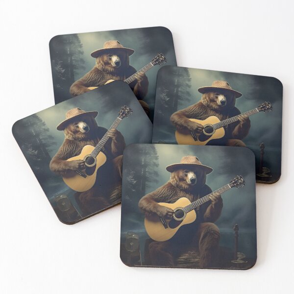Item preview, Brown Bear Playing Mountain Music On Acoustic Guitar designed and sold by scooterbaby.
