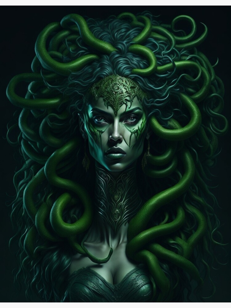 Aquatic Medusa Unique Mythological Desk Decor, Horror Desk Mat