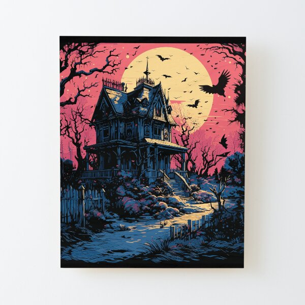 Neon Skys - Haunted Mansion #1 Wood Mounted Print