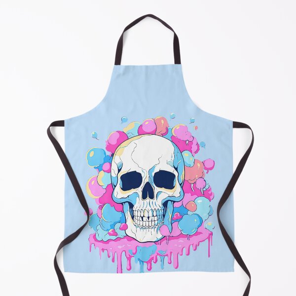 Aperçu de l'œuvre Colorful Bubblegum Skull Lollipop Pink and Blue Sweets Juicy Spooky Halloween créée et vendue par BubbleBone.