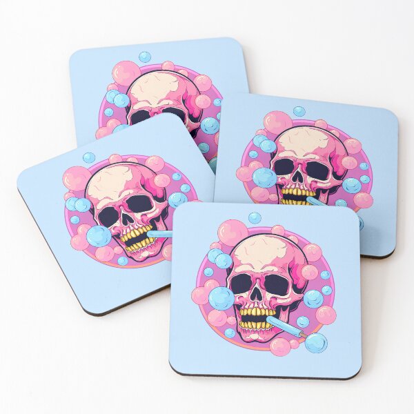 Item preview, Colorful Bubblegum Skull Lollipop Pink and Blue Sweets Juicy Spooky Halloween designed and sold by BubbleBone.