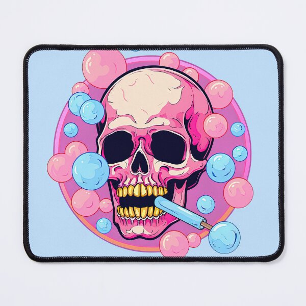 Item preview, Colorful Bubblegum Skull Lollipop Pink and Blue Sweets Juicy Spooky Halloween designed and sold by BubbleBone.