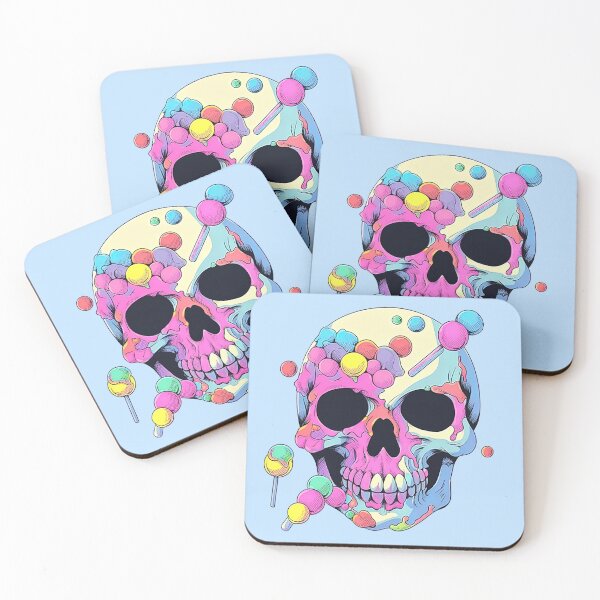 Item preview, Colorful Bubblegum Skull Lollipop Pink and Blue Sweets Juicy Spooky Halloween designed and sold by BubbleBone.