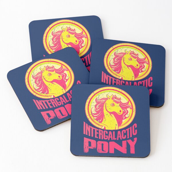 Item preview, "INTERGALACTIC PONY " grunge logo magenta yellow, text, vintage designed and sold by Time4Space.