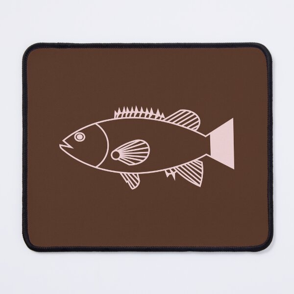 Item preview, Pretty Bass Groper Fish in Pastel Pink on Chocolate Brown designed and sold by fruttidimare.