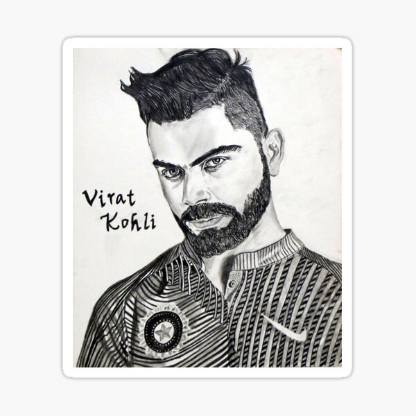 My submission for Art competition, a realistic pencil portrait drawing of Virat  Kohli by me. : r/delhi