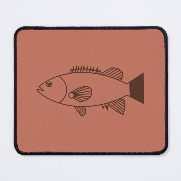 Item preview, Pretty Bass Groper Fish in Chocolate Brown on Orange Clay designed and sold by fruttidimare.