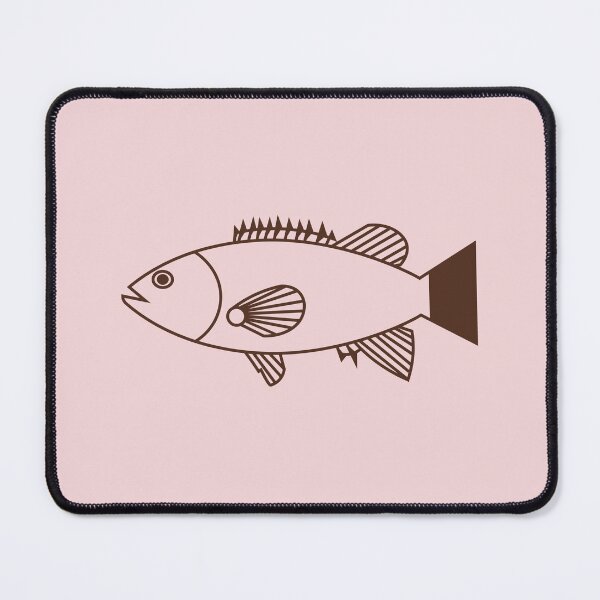 Item preview, Pretty Bass Groper Fish in Chocolate Brown on Pastel Pink designed and sold by fruttidimare.