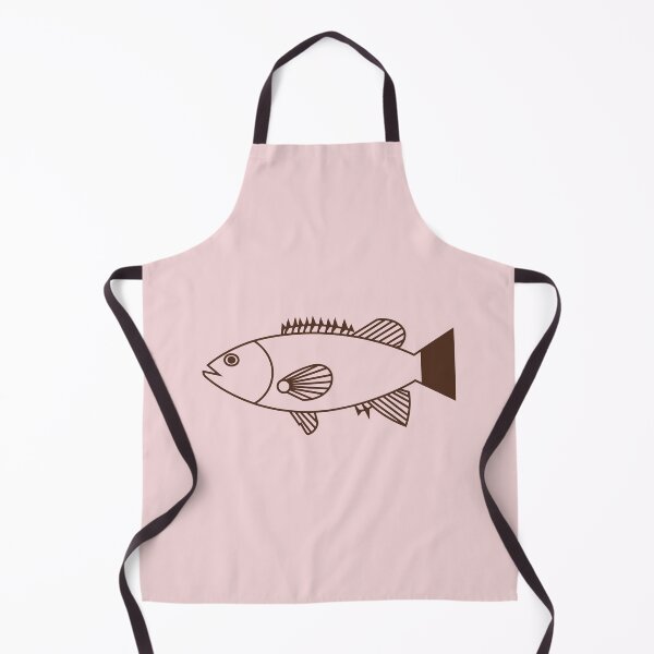 Item preview, Pretty Bass Groper Fish in Chocolate Brown on Pastel Pink designed and sold by fruttidimare.