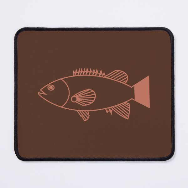 Item preview, Pretty Bass Groper Fish in Orange Clay on Chocolate Brown designed and sold by fruttidimare.