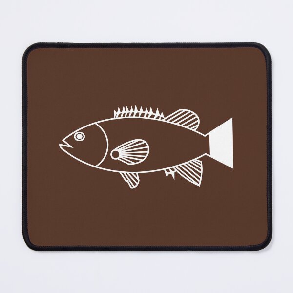Item preview, Pretty Bass Groper Fish in White on Chocolate Brown designed and sold by fruttidimare.