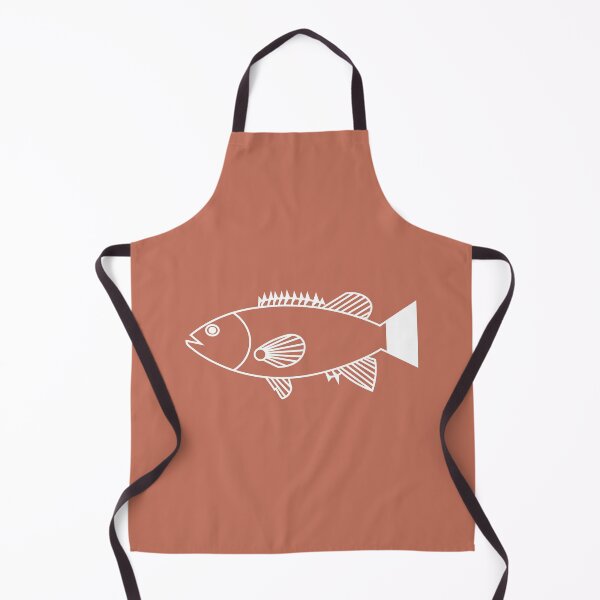 Item preview, Pretty Bass Groper Fish in White on Orange Clay designed and sold by fruttidimare.