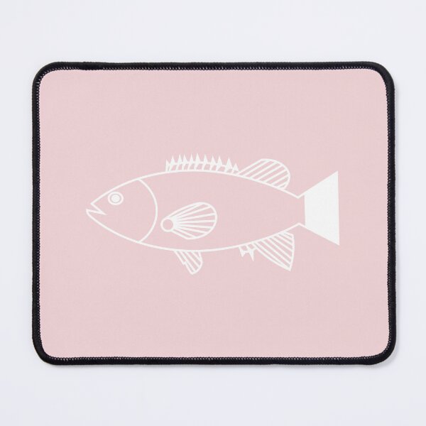 Item preview, Pretty Bass Groper Fish in White on Pastel Pink designed and sold by fruttidimare.