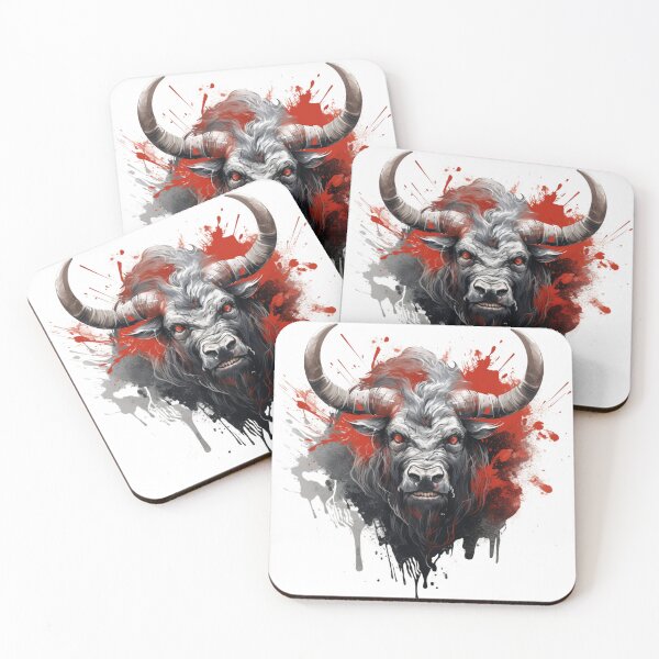 Item preview, Portrait Of A Buffalo With Red Paint Over Its Face designed and sold by Bibby22.