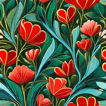 Beautiful Cute Abstract Flowers Art Nouveau Seamless Floral Pattern  Sticker for Sale by Vicky Brago-Mitchell®