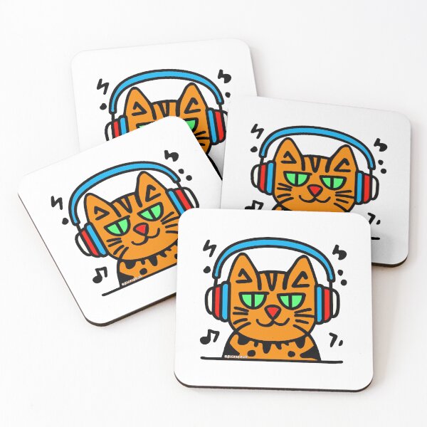 Item preview, Cat in Headphones Doodle designed and sold by PickledjoArt.