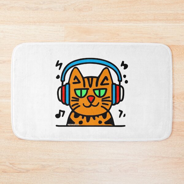 Item preview, Cat in Headphones Doodle designed and sold by PickledjoArt.