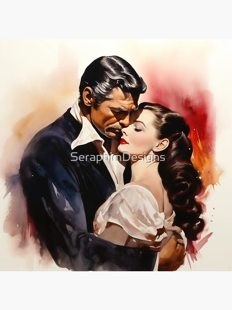 Original order acrylic painting on book page. Scarlett and Rhett. Free shipping