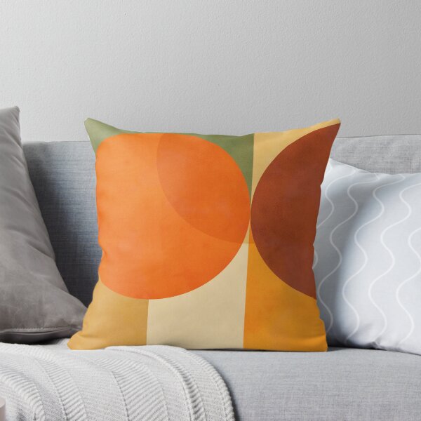 Mid-Century Fall Colours and shapes 1 Throw Pillow