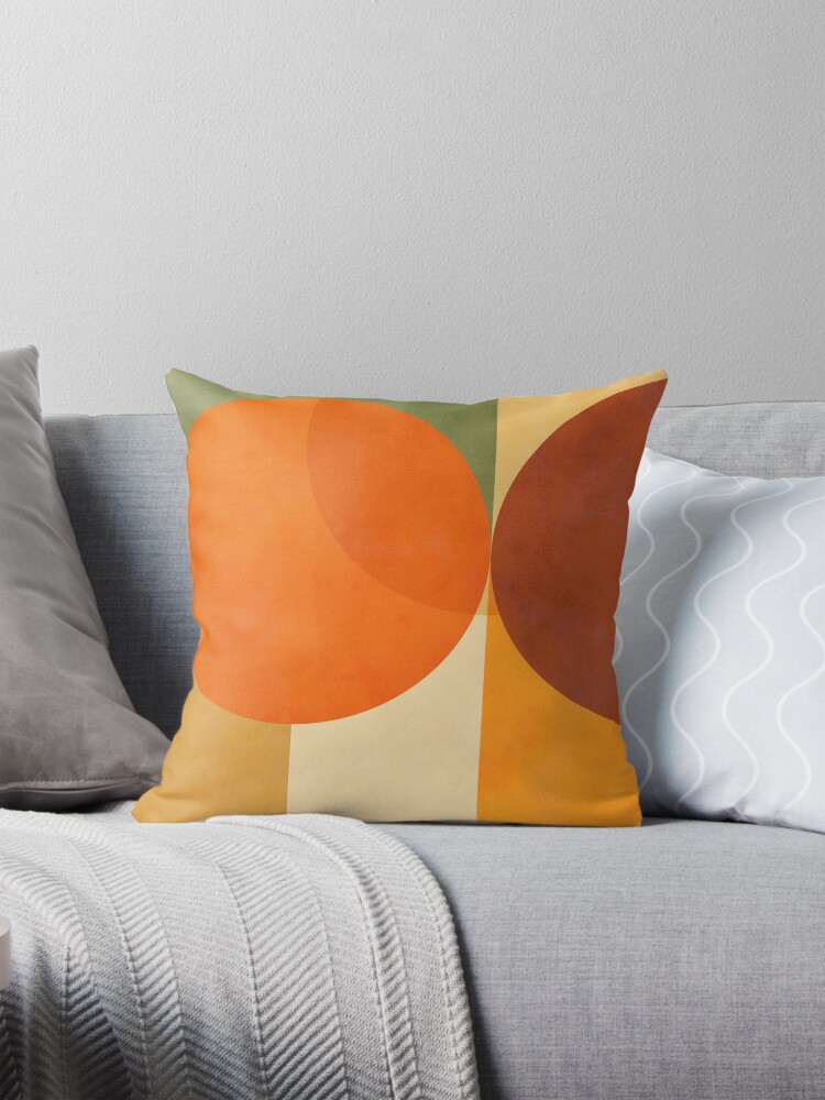 Thumbnail 1 of 4, Pillow, Mid-Century Fall Colours and shapes 1 designed and sold by Dominiquevari.