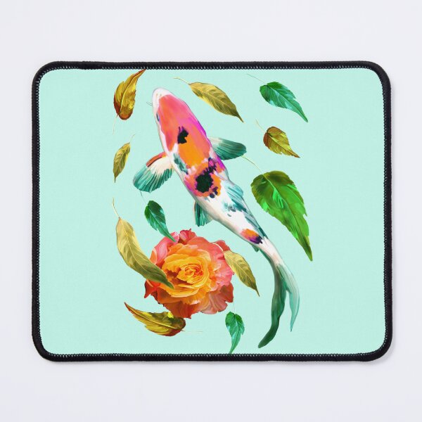 Item preview, Koi fish with leaves and rose - Sky blue version designed and sold by ESAR-planet.
