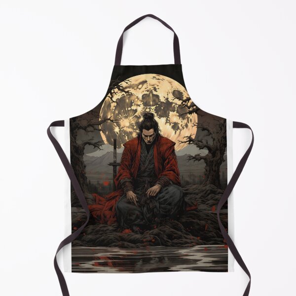 Item preview, Samurai Warrior Meditating Before Battle Full Moon designed and sold by scooterbaby.