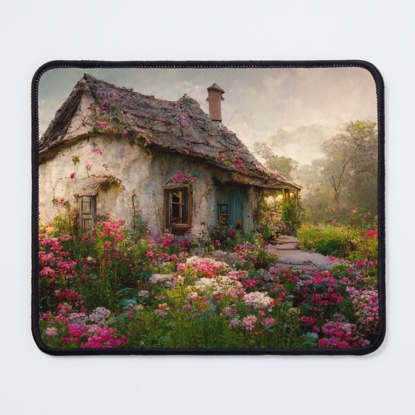 Item preview, On a Green Hill a Cottage in Colorful Flower Garden  designed and sold by Lucid Imagined.