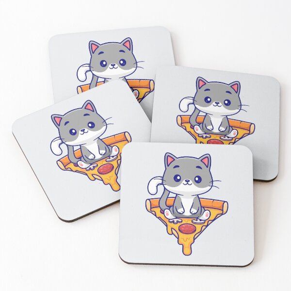 Item preview, Pizza Lover's Paradise: Cute Cat Sitting with Pizza Cartoon Vector Icon Illustration designed and sold by hjian8219.
