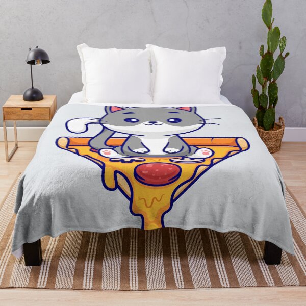 Item preview, Pizza Lover's Paradise: Cute Cat Sitting with Pizza Cartoon Vector Icon Illustration designed and sold by hjian8219.
