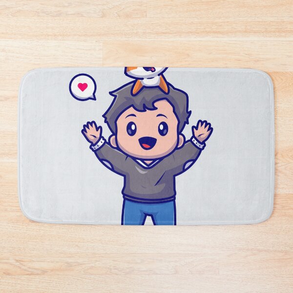 Item preview, Joyful Playtime: Cute Boy Playing with Shiba Inu Dog Cartoon Vector Icon Illustration designed and sold by hjian8219.