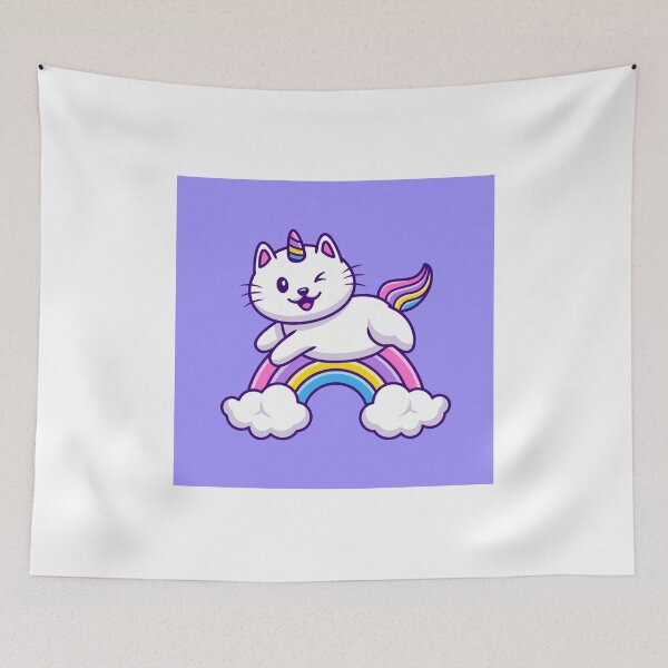 Item preview, "Paws and Dreams: Cute Cat Unicorn Flying Cartoon Illustration" designed and sold by hjian8219.