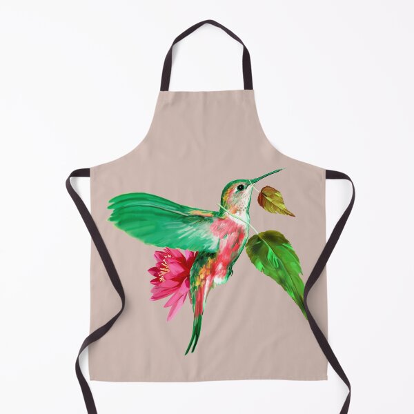 Item preview, Hummingbird with leaves and lotus flower - Khaki version designed and sold by ESAR-planet.