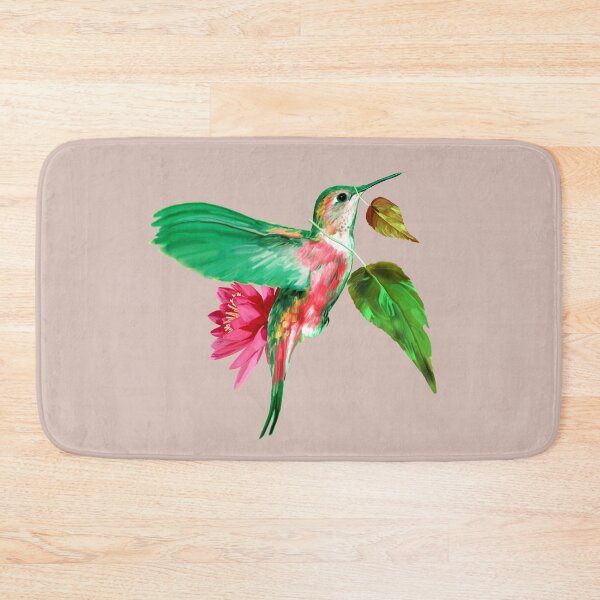 Item preview, Hummingbird with leaves and lotus flower - Khaki version designed and sold by ESAR-planet.